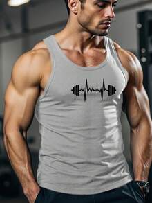 VitaFith Camiseta de tirantes ligera y cómoda con estampado digital casual, adecuada para ejercicio al aire libre - Gris - Ver 3