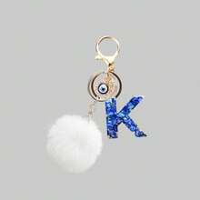 Deep Sea Blue Devil's Eye English Letter Pendant Velvet Ball Keychain, Cute Amulet Bag Charm, With Letter Pendant, Soft Velvet Ball Pom Pom Keychain Accessory, Suitable For Women And Girls, Cute Lucky Eye Ornament, Can Be Hung On Wallet, Backpack, Daily Handbag Decoration, Birthday Gift Idea, Bridesmaid Gift, Christmas Gift Recommendation, Thanksgiving Gift, School Locker Decor, Travel Luggage Identifier, Fashionable And Cute Aesthetic Accessory - Multicolor - View 10