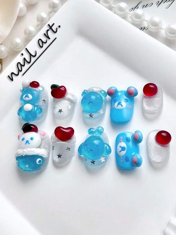 1 Adet El Yapımı Yapıştırmalı Tırnak Sanatı, 3 Boyutlu Tırnaklar. Benzersiz Stiller Yaratın. Sevimli Tırnaklar, Oval Tırnaklar. Takma Tırnaklar, Kısa Tırnaklar, Lüks Tırnaklar, Yeniden Kullanılabilir, Kadınlar ve Kızların Günlük veya Tatillerde Takması İçin Uygun ve Harika Bir Hediye.