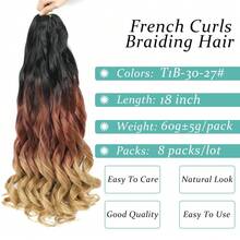 French Curl Braiding Hair, 18 Inch Curly Braiding Hair 8 Packs Bouncy French Curl Crochet Braids For  Pre Stretched Loose Wavy Extensions (T1B/30/27, 18Inch),T1B/30/27 - T1B/30/27 - 查看 4