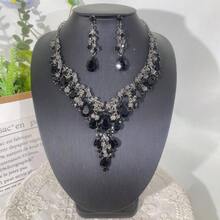 一套女士首饰套装 - 奢华优雅耳环项链三件套，镶嵌人造宝石，适合新娘、婚礼、宴会、派对等场合佩戴 - 珠寶套裝 - 查看 2