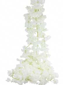 1件/3件 絲綢櫻花藤 人造花 仿真櫻花植物 秋季裝飾 婚禮花瓶 家居餐廳臥室裝飾品 節日生日派對配件 (由於光線、顯示等原因，實際產品可能存在輕微色差) - 白色 - 查看 4