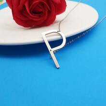MOMOL Sideways Initial Necklace 18K Gold Plated Stainless Steel Large Big Letters Pendant Necklace Script Name Monogram Necklaces For Women,P - P - View 4