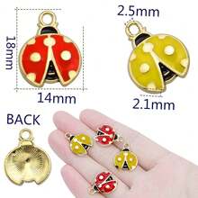 30pcs Enamel Lucky Ladybug Charms Alloy Small Flying Insect Cute Animal Dangle Pendants Embellishments DIY Jewelry MaFKing ScrapbooFKing Handmade Decoration, 2 Colors,Ladybug - 瓢蟲 - 查看 5
