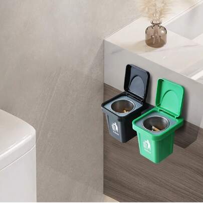 1 pieza Cenicero de pared de acero inoxidable con tapa, combinación creativa de papelera y cenicero, adecuado para sala de estar, dormitorio, regalos festivos, cenicero de baño de moda personalizado con tapa (estilo aleatorio)