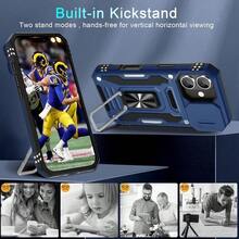 DEERLAMN Case For IPhone 17 6.3-Inch With Slide Camera Cover + Screen Protector 2 Packs Rotated Ring Kickstand Military Grade Shockproof Protective Cover-Navy Blue - Xanh navy - Xem 4