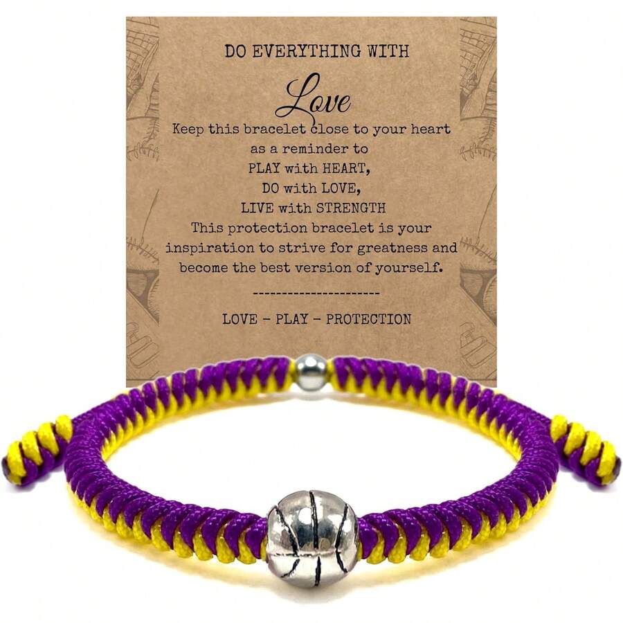 LAMIBEE - Pulsera de béisbol trenzada ajustable, regalo de joyería de béisbol con colores del equipo y tarjeta de inspiración, accesorios de béisbol para jugadores aficionados, Mediano, NO, cristal - 1 - Ver 1