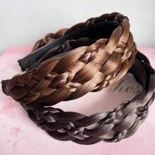 Headband 5 Strands Synthetic Hair Plaited Headband Braid Braided With Teeth Hair Band Beauty Accessory Stretch Braid Headbands Hairpiece For Women (Black Brown-Style 2),Blackbrown-Style2 - 黑棕色-風格2 - 查看 5