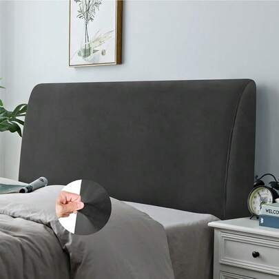 DUJUIKE Headboard Cover For FQueen Bed, Stretchy Velvety Headboard Slipcover, Dustproof Durable Protector Cover For Bed Headboard, Velvet Soft Fabric (Jet Black),FQueenHeadboardLength(59inch-67inch),JetBlack