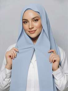 1pc 3-In-1 Instant Chiffon Hijab With Built-In Magnets And Undercap/All-In-One Instant Hijab - No Pins, Slip-Free Fit, Easy Wear In Seconds. Suitable For Daily Abaya Matching, Outdoor Activities, Prayers And Worship - Magnetic Instant Hijab - View 4