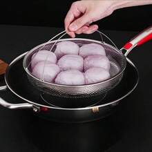 Stainless Steel Steamer Basket With Handle Multi Functional Food Steaming Tray For Pot Uniform Heat Distribution Drain Basket For Rice Vegetables And Pastry Cooking Large - Silver - View 10