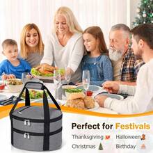 ‌1 Pc Insulated Casserole Carrier Bag Grey Elegant Leakproof Food Container For 12.5 Inch Baking Dishes Pies Hot Cold Meals Multi-Use Portable With Handles For Women Men Gifts Picnic Party Office Potluck Travel Family Gathering‌ - 灰色的 - 查看 6
