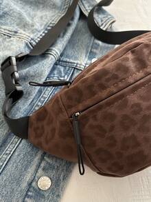 1个大容量豹纹单肩包，时尚斜挎胸包，简约ins风小号邮差包，运动腰包 - 彩色 - 查看 11