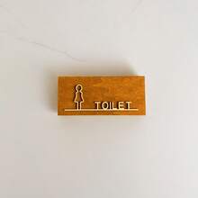 1件装木质厕所标志牌，墙面装饰男女厕所标志，乡村风格装饰，适用于家庭和公共卫生间