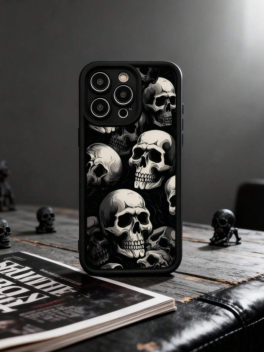 Skeleton 1pc Skull Design Phone Case, Gothic Dark Art Protective Cover, Shockproof, Compatible With IPhone 17 Pro Max/17 Pro/17/16 Pro Max/16 Pro/16/15/14/13/12/11/Pro/Pro Max/X/XR/XS/XS Max/7/8/Plus, Fashion Accessory - Multicolor - View 1