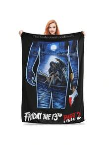 Friday 13th Horror Movie Merch Blanket Cozy Soft  Jason Voorhees  Throw Blankets For Couch 50x60 Multiple Sizes Bedding Throws - Black - View 1