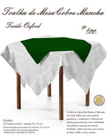 5 Toalhas Cobre Mancha Oxford Buffet Festas Decoração Restaurante 75x75cm - Verde - Visão 3