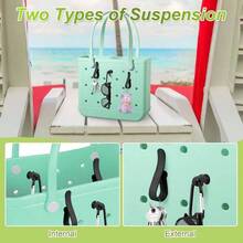 Keychain Hook Charms, 4Pcs Key Holder, Insert Clip, Carabiner Accessories Compatible With Bogg Bags, Beach Bags, Tote Bag, Organizer Women, Travel Use - 黑色 - 查看 3