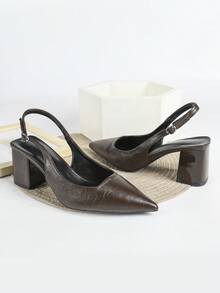 7厘米棕色粗跟高跟凉鞋，适合派对、婚礼和正式场合穿着 - 棕色 - 查看 3