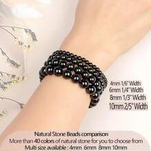 LPBeads Handmade Natural Gemstone Stretch Elastic Bracelet Healing Crystal Round Stone Beads Jewelry Gifts For Women Men,6mm,BlackTourmaline - 黑色電氣石 - 查看 6