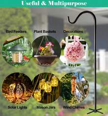 76 Inch Tall Outdoor Shepherds Hook With 5 Prong Base, Adjustable Bird Feeder Pole Hanger Hanging Outside Birdfeeders, Plant Baskets, Lanterns, Wedding Decor - Black - View 6