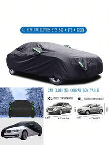 190T Coated Polyester Fabric Full Black Car Cover, Waterproof, Sunproof, With Reflective Strips - Black - View 18