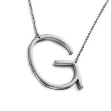 MOMOL Sideways Initial Necklace 18K Gold Plated Stainless Steel Large Big Letters Pendant Necklace Script Name Monogram Necklaces For Women,G - g - 查看 1