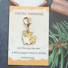 Bộ 1/5 móc khóa hình chú chó con dễ thương, bao gồm thiệp động viên "Bạn là chú chó con tuyệt vời nhất", móc khóa hình chú chó con thời trang làm bằng hợp kim, thiệp cảm ơn tùy chỉnh, móc khóa theo chủ đề động vật, móc khóa túi xách, quà tặng hoàn hảo cho người yêu chó, thích hợp cho ngày lễ, sinh nhật, tiệc tùng, tụ họp, unisex, móc khóa hình chú chó Corgi - Nhiều màu - Xem 4