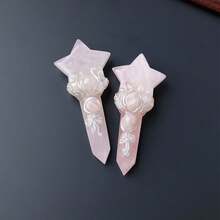 1PC Mini Size Natural Crystal Moon Star Point Magic Scepter Healing Stones Craft Fairy Wand Party Halloween Decor Party Thanksgiving EasterGift - Magic Wand - View 8