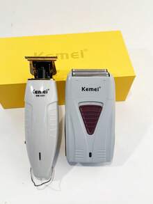 Kemei Electric Hair Trimmer For Men USB Rechargeable Shaver, KM-1931 & KM-3382 Shaver & Trimmer Set, Barber Beard Razor, Men's Daily Use Trimming & Shaving Machine, Holiday Xmas Gift , New Year Use For Men, Bald Head Shaver, Body Hair Trimmer - Light Grey - View 5