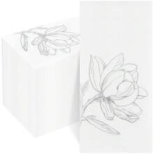 50 Pack Silver Magnolia Napkins - Silver Floral Disposable Napkins - Cloth-Like Feel Dinner Paper - Vintage Heavy Duty Hand Towels For Bathroom Wedding Holiday Party Bridal Decorative Towels,Silver - 銀色 - 查看 1