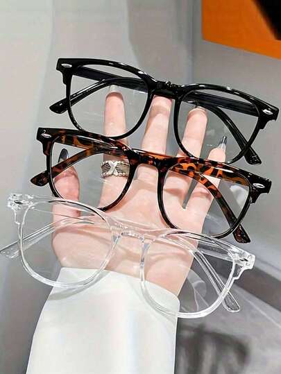 3pcs Cat Eye Transparent Glasses For Teenagers, Suitable For Daily Reading And Back To School Accessories