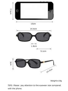 4pcs Women's Small Frame Plastic Rectangular Modern Retro Street Fashion Vacation Style Decorative Glasses Set, Couples Glasses - Multicolor - View 7