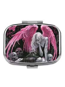 Caja redonda de píldoras con diseño vintage de árbol, floral, gato y colibrí - Organizador de píldoras de metal con 3 compartimentos y diseño de nota musical, conveniente para viajes, oficina o regalo, adecuado para bolso - Multicolor - Ver 20