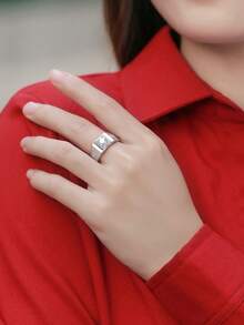 BLOVEMEE 1 件嘻哈 925 纯银 1 克拉 6.5 毫米莫桑石戒指，适合男士日常佩戴、婚礼、时尚珠宝、情人节礼物