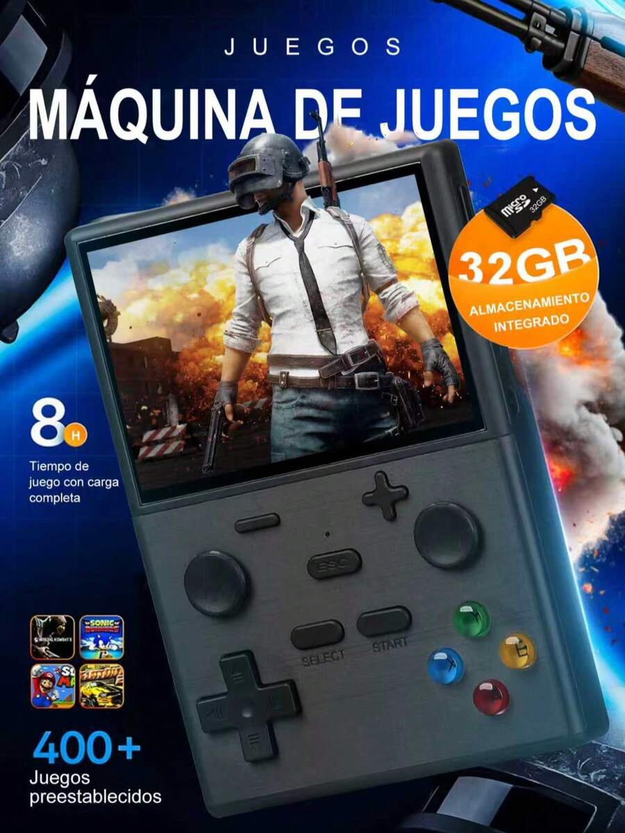 La consola de videojuegos retro XGB35 cuenta con una pantalla IPS de 3,5 pulgadas, más de 15.000 juegos, 64 GB de almacenamiento interno (ampliable a 128 GB), conectividad de TV y un micrófono HD, lo que la convierte en un gran regalo. - Negro - Ver 1