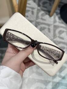 1 buc. ochelari de modă cu lentile transparente pentru femei, ramă mică vintage nouă, design personalizat, elegant, imprimat, ochelari de protecție casual și versatili pentru uz zilnic, acasă, naveta, birou - clar - Vizualizare 10