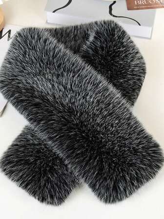 1 st högkvalitativ fuskpälshalsduk för kvinnor, minimalistisk, modern dubbelsidig fluffig, tjock och varm halsvärmare, lämplig för bröllop, fest, bankett, brudtärnekläder