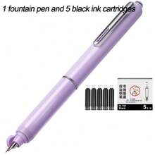 Retractable Fountain Pen Set, 0.38mm Fine Tip ,Includes 5 Black Cartridges ,No Leaking For Smooth Writing Great Gift School Office Supplies - A - View 17