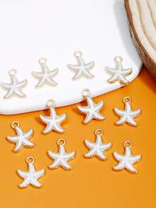10pcs/Set Mixed Fashion Enamel Starfish Alloy DIY Pendant - White - View 8