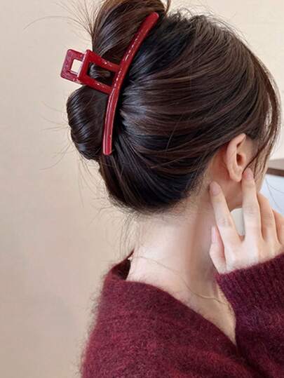 4pcs Elegant Minimalist Red Square Crisscross Hair Clips, Stylish Hair Claw For Everyday Updo, Great Gift For Mother's Day, Back To School, Thanksgiving, Christmas, Valentine's Day, Carnival