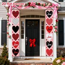 2pcs Valentine's Day Heart Shaped Porch Banner Set - Red Polyester, 71x12 Inches, Ideal For Outdoor Lawn And Yard Decor, New Year And Valentine's Day Celebrations