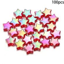 100颗闪亮混色亚克力星形珠子，带孔，闪亮散珠，适用于DIY珠宝制作、手链、项链、耳环等工艺品 - 彩色 - 查看 10