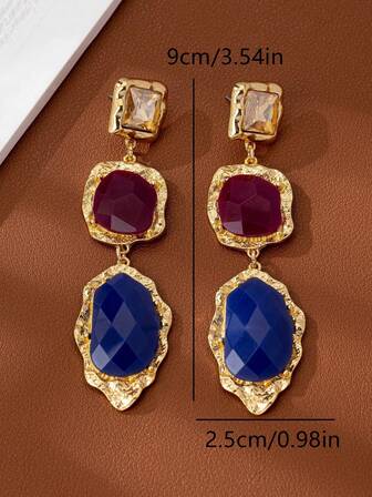 1 Pair Exaggerated Resin Tree Shaped Personalized Fashionable Versatile Women Earrings