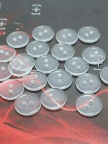 100pcs/Pack Transparent 2-Hole Resin Buttons, Double-Sided Sewing Buttons, Suitable For Shirts, Home Textiles, Crafts, Clothing And Sewing Accessories - Clear - View 5