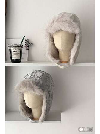 Mångsidig blommig plyschmössa med förtjockad öronlapp, varm vindtät skidmössa för kvinnor, mysig öronkåpa med trappmössa, trendig blommig plyschmössa med öronlapp, varm öronkåpa med skidmössa, unisex förtjockad öronlapp