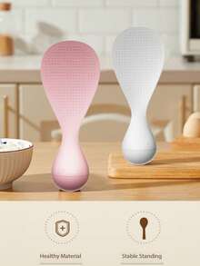 1/2pcs Creative Self-Standing Anti-Stick Rice Paddle, Heat-Resistant Rice Scoop Suitable For Rice Cooker, Cafeteria, Kitchen, Easy To Clean - Multicolor - View 6