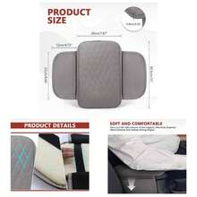 Car Center Console Cover, 12 Inch*. 87 Inch Waterproof Leather Auto Armrest Cover Protector With 2 Pocket, Comfortable Arm Rest Box Cushion Pad, Universal Interior Car Accessories Black - Xám - Xem 1