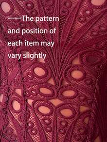 1pc Textured Sheer Floral Lace Hollow Out Cropped Bustier Top, Suitable For Daily Wear/Party/Wedding - Burgundy - View 7