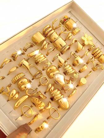 29/20/6 piezas Juego de anillos de metal con diseños vintage elegantes de estilo bohemio, asimétricos, de perlas falsas, estrellas de mar, geométricos, anchos, lisos y redondos, adecuados para uso diario, fiestas, citas, vacaciones de las mujeres, apilables, regalo de vacaciones, compras sorpresa (entrega aleatoria)